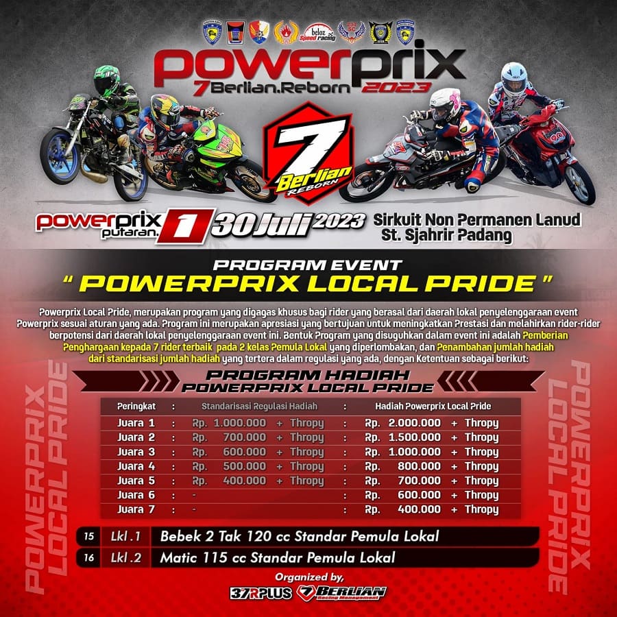 Special Hadiah Untuk 7 Terbaik Rider Lokal Pemula
