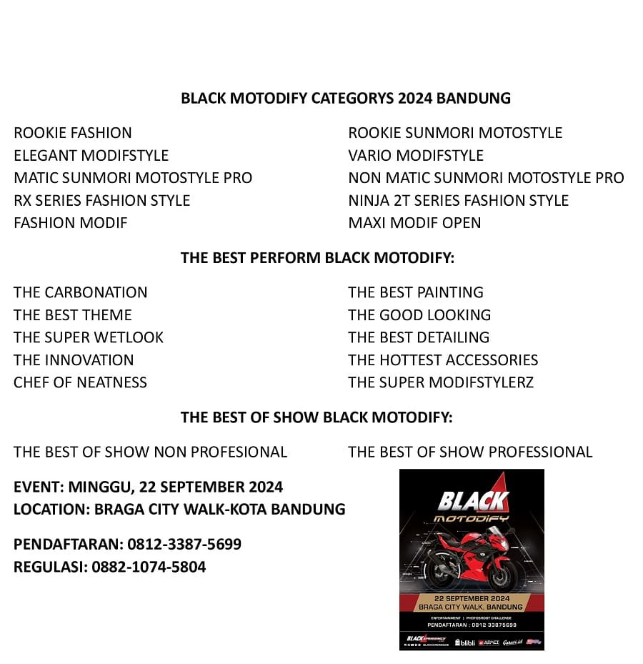 Black Motodify Bandung Hadir Kembali, Dihelat Spesial di Braga City Walk
