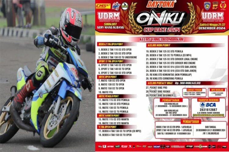 ONIKU Cup Race by UDRM Hadiahnya Menggoda (Subang) 21-22 Des 2024