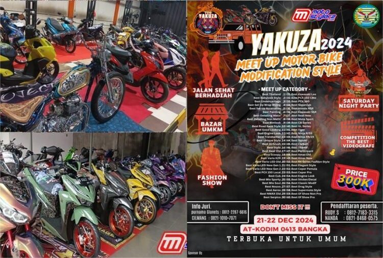 Dihelat 21-22 Des 2024, Tim Yakuza Gelar Meet Up Motor Bike Modification Style (Pangkalpinang)
