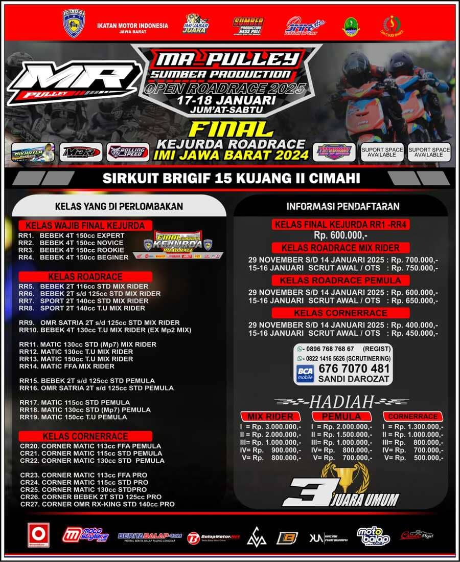 Bareng MR Pulley, Sumber Production Open Road Race Championship 2025 Kembali Menyapa Pembalap Jabar (17-18 Januari)